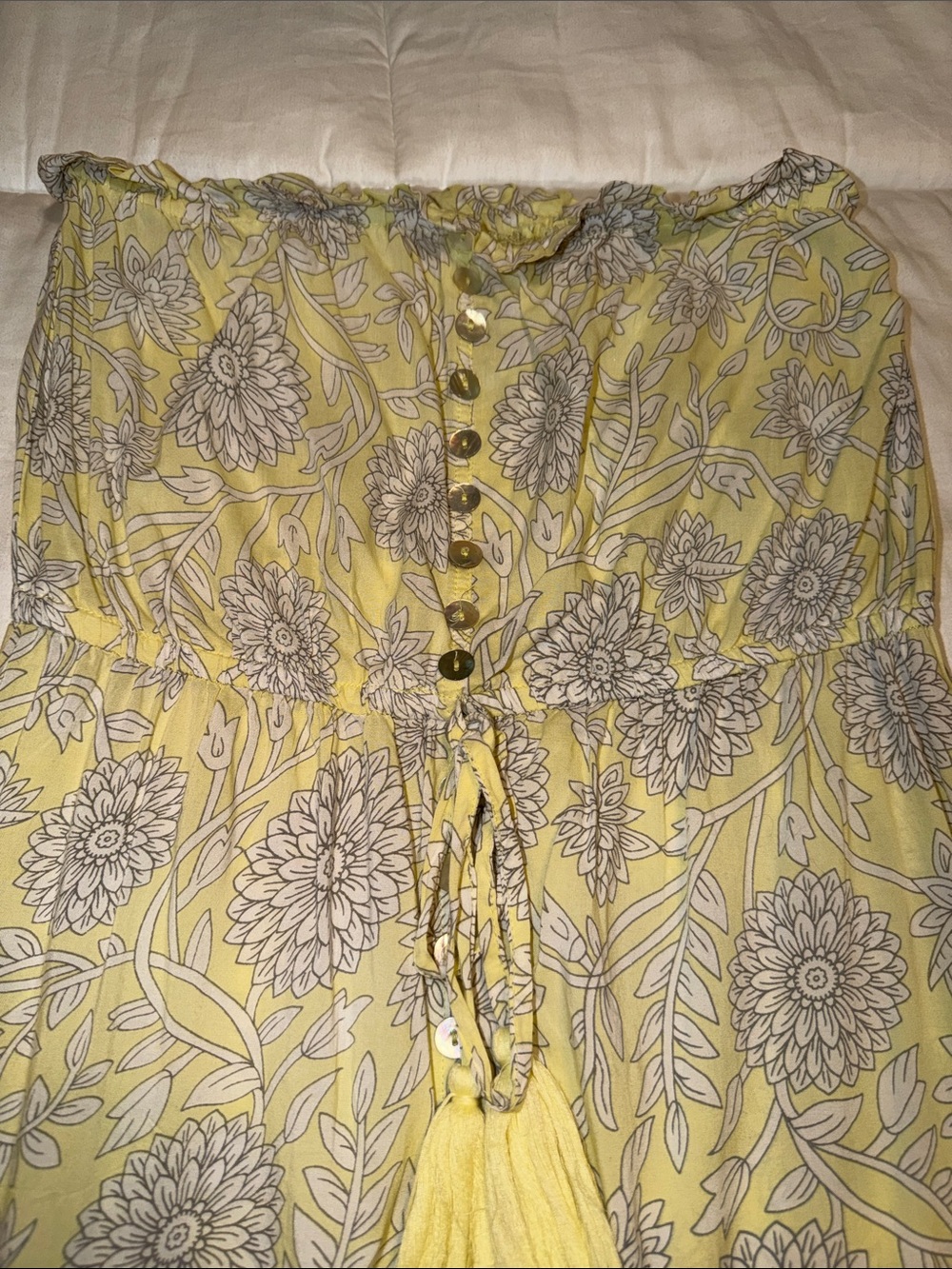 Strapless Yellow Floral Maxi Dress - Picture 5 of 6